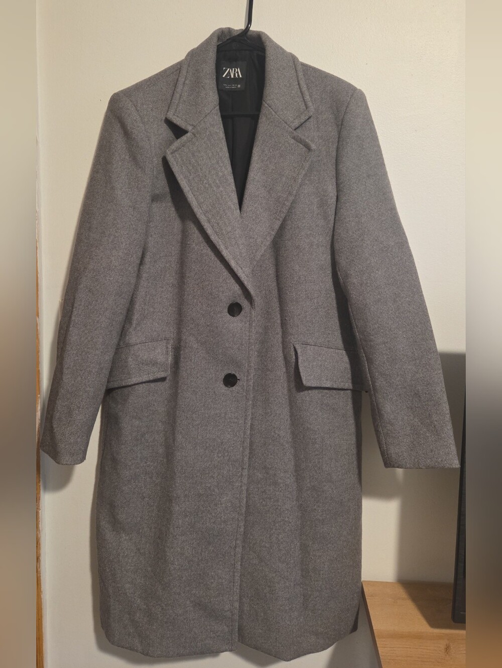 Zara Gray Single-Breasted Trench Coat